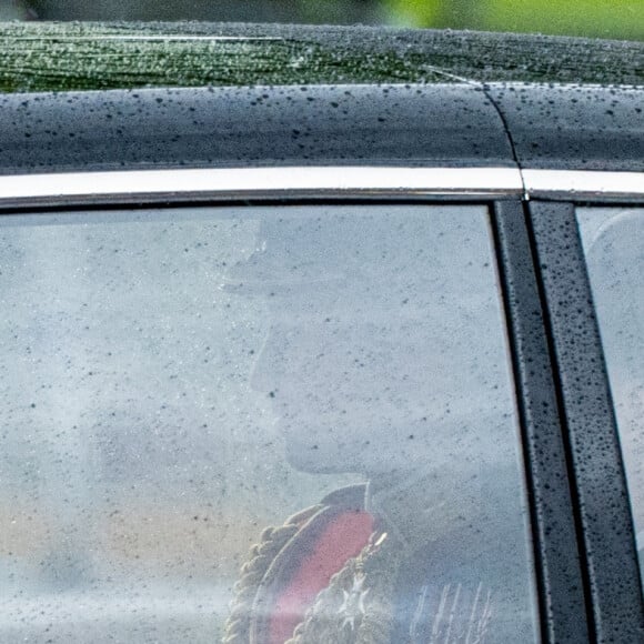 Le prince William, prince de Galles, et Catherine (Kate) Middleton, princesse de Galles, le prince George de Galles, arrivent au palais de Buckingham pour Trooping the Colour à Londres, Royaume Uni, le 15 juin 2024.