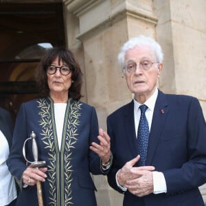 Semi-exclusif - Sylviane Agacinski et son mari Lionel Jospin - Réception de Sylviane Agacinski à l'Académie Française à Paris le 14 Mars 2024. © Bertrand Rindoff / Bestimage