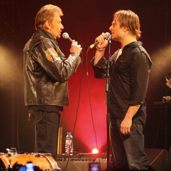 David Hallyday et Johnny en concert à la Cigale.