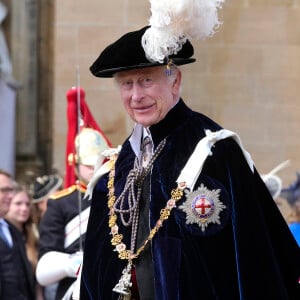 Le roi Charles III d'Angleterre lors du Service de l'Ordre de la Jarretière au Château de Windsor, Royaume Uni, le 17 juin 2024