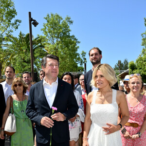 Christian Estrosi et sa femme Laura Tenoudji pour l'inauguration de "La Bourgada" à Nice, le samedi 22 juin 2024