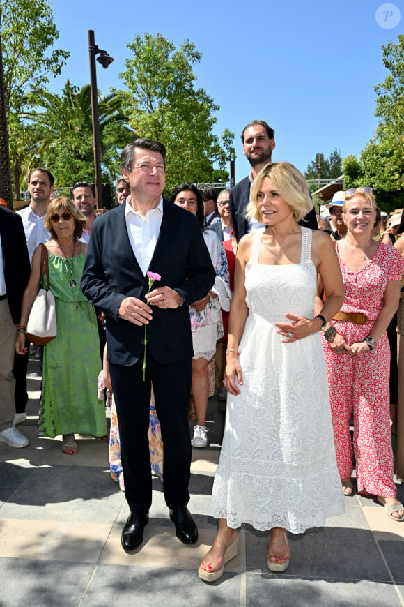 Christian Estrosi et sa femme Laura Tenoudji pour l'inauguration de "La Bourgada" à Nice, le samedi 22 juin 2024