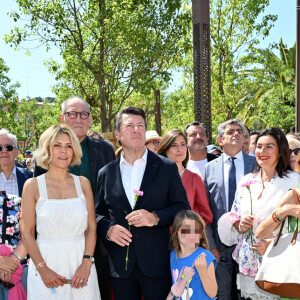 Christian Estrosi, sa femme Laura Tenoudji et leur fille Bianca pour l'inauguration de "La Bourgada" à Nice, le samedi 22 juin 2024