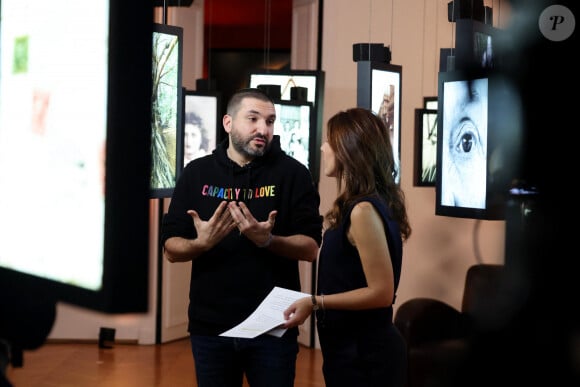 Exclusif - Ibrahim Maalouf, Nathalie Levy lors de l'enregistrement de l'émission "Inoubliables, nos chers grands-parents", présentée par N.Lévy et diffusée le 25 juin sur Canal+, au Studio Harcourt à Paris. Le 17 février 2024 © Dominique Jacovides / Bestimage