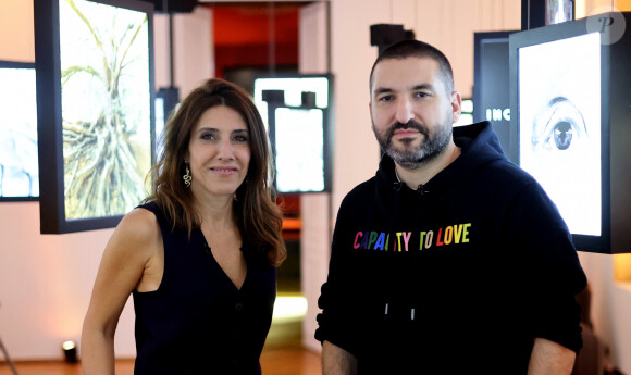 Exclusif - Nathalie Levy, Ibrahim Maalouf lors de l'enregistrement de l'émission "Inoubliables, nos chers grands-parents", présentée par N.Lévy et diffusée le 25 juin sur Canal+, au Studio Harcourt à Paris. Le 17 février 2024 © Dominique Jacovides / Bestimage