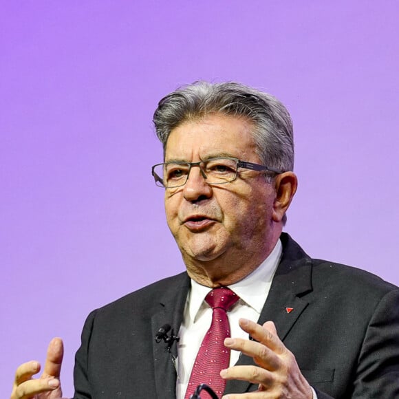 Jean-Luc Mélenchon en meeting pour La France Insoumise à Lyon, à l'occasion des élections européennes le 9 juin. Le 6 juin 2024 © Sandrine Thesillat / Panoramic / Bestimage  