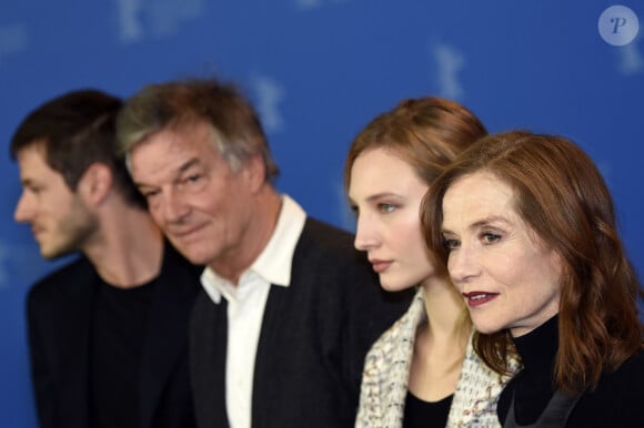 Gaspard Ulliel, Benoît Jacquot, Julia Roy et Isabelle Huppert - Photocall du film "Eva" lors du 68ème festival du film de Berlin, La Berlinale, le 17 février 2018. © Future-Image via Zuma Press / Bestimage 