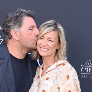 Exclusif - Philippe Lellouche et sa compagne Vanessa Boisjean - Photocall lors de la 3ème édition du Festival du Cinéma Français et de la Gastronomie d'Aix-les-Bains. Le 5 juin 2024 © Denis Guignebourg / Bestimage 