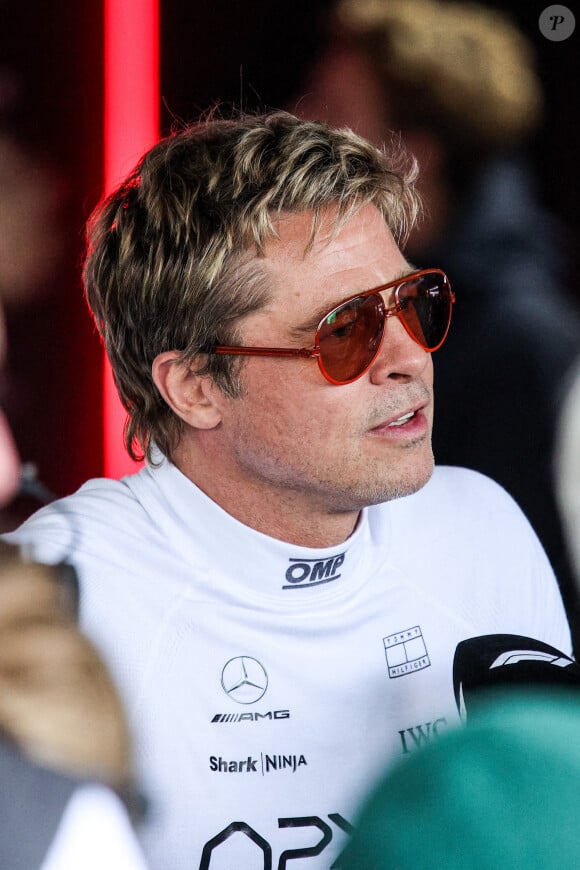 Brad Pitt au Grand Prix de Grande-Bretagne à Silverstone. Photo by Hoch Zwei via Zuma Press Wire/ABACAPRESS.COM