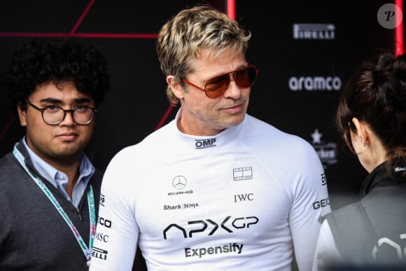 Brad Pitt au Grand Prix de Grande-Bretagne à Silverstone. Photo by Hoch Zwei via Zuma Press Wire/ABACAPRESS.COM