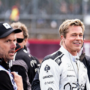 Brad Pitt au Grand Prix de Grande-Bretagne à Silverstone.