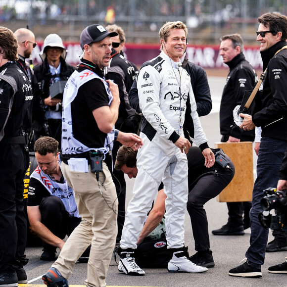 Brad Pitt au Grand Prix de Grande-Bretagne à Silverstone.