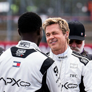 Brad Pitt au Grand Prix de Grande-Bretagne à Silverstone.