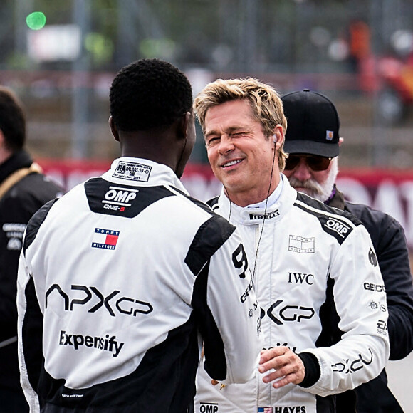 Brad Pitt au Grand Prix de Grande-Bretagne à Silverstone.