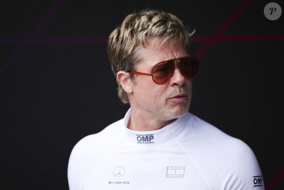 Brad Pitt au Grand Prix de Grande-Bretagne à Silverstone.