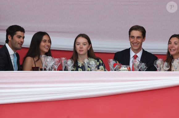 Alexandra de Hanovre et son compagnon Ben-Sylvester Strautmann - Jumping international Monte Carlo, Longines Global Champions Tour à Monaco le 6 juillet 2024. © Claudia Albuquerque/Bestimage 