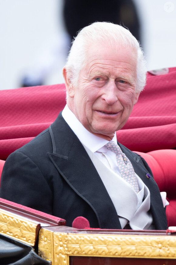 le roi Charles III d'Angleterre - Cérémonie d'accueil et trajet en calèche lors de la visite de l'empereur Naruhito du Japon à Londres le 25 juin 2024. © Photoshot / Panoramic / Bestimage 