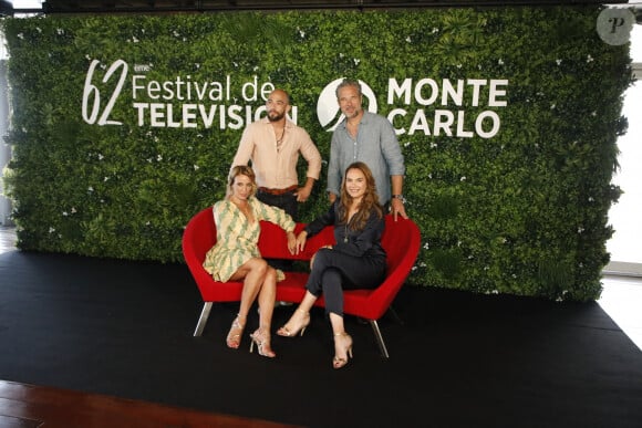 Fabrice Deville, Mélanie Maudran, Emma Colberti et Moïse Santamaria au photocall de la série "Un si grand soleil" lors du 62ème Festival de Télévision de Monte-Carlo, à Monaco, le 17 juin 2023. © Denis Guignebourg/BestImage