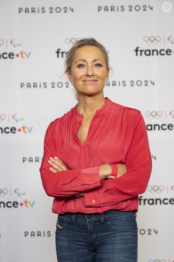 Anne Sophie Lapix lors de la présentation des journalistes et chroniqueurs de France Télévisions pour les Jeux Olympiques 2024 au musée de l'Homme à Paris, le 11 juin 2024. © Pierre Perusseau / Bestimage 