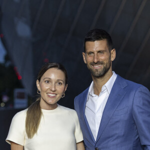 Novak Djokovic et sa femme Jelena - Photocall du dîner "Prelude pour les JO" à la Fondation Vuitton à Paris, France, le 25 juillet 2024. © Olivier Borde/Bestimage 