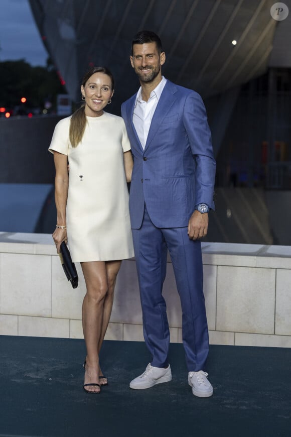 Novak Djokovic et sa femme Jelena - Photocall du dîner "Prelude pour les JO" à la Fondation Vuitton à Paris, France, le 25 juillet 2024. © Olivier Borde/Bestimage 