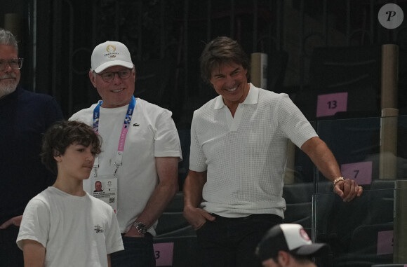 Tom Cruise soutient l'équipe USA pour les qualifications en gymnastique artistique lors des Jeux Olympiques de Paris 2024 (JO) au Palais omnisports Bercy Arena à Paris, France, le 28 juillet 2024. © Ulrik Pedersen/CSM via ZUMA Press/Bestimage