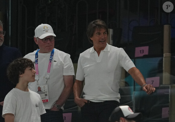 Tom Cruise soutient l'équipe USA pour les qualifications en gymnastique artistique lors des Jeux Olympiques de Paris 2024 (JO) au Palais omnisports Bercy Arena à Paris, France, le 28 juillet 2024. © Ulrik Pedersen/CSM via ZUMA Press/Bestimage