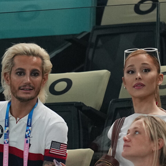 Ariana Grande soutient l'équipe USA pour les qualifications en gymnastique artistique lors des Jeux Olympiques de Paris 2024 (JO) au Palais omnisports Bercy Arena à Paris, France, le 28 juillet 2024. © Ulrik Pedersen/CSM via ZUMA Press/Bestimage