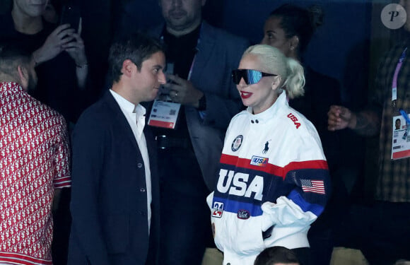 Gabriel Attal a eu l'occasion de féliciter Lady Gaga, venue avec son fiancé, Michael Polansky

Gabriel Attal et Lady Gaga - Lady Gaga et son fiancé Michael Polansky assistent à la victoire de Léon Marchand sur 400 m 4 nage lors des Jeux Olympiques de Paris 2024 (JO) à Paris La Defense Arena à Nanterre le 28 juillet 2024. © Dominique Jacovides-Pierre Perusseau/Bestimage