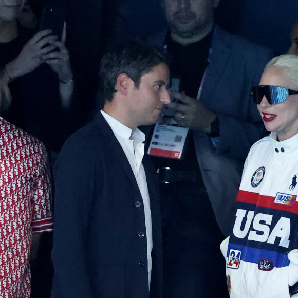 Gabriel Attal a eu l'occasion de féliciter Lady Gaga, venue avec son fiancé, Michael Polansky

Gabriel Attal et Lady Gaga - Lady Gaga et son fiancé Michael Polansky assistent à la victoire de Léon Marchand sur 400 m 4 nage lors des Jeux Olympiques de Paris 2024 (JO) à Paris La Defense Arena à Nanterre le 28 juillet 2024. © Dominique Jacovides-Pierre Perusseau/Bestimage