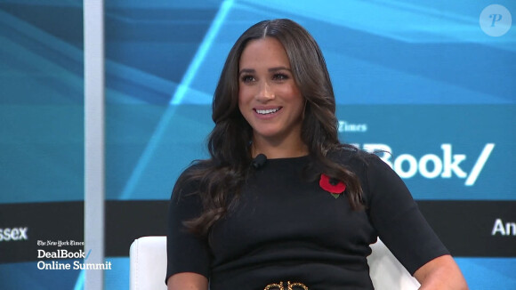 Meghan Markle sur le plateau de l'émission "Minding the Gap" à Los Angeles, le 9 novembre 2021. 