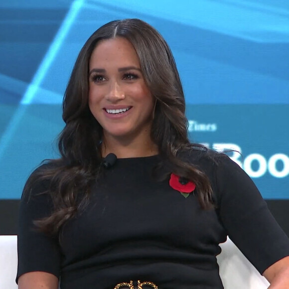 Meghan Markle sur le plateau de l'émission "Minding the Gap" à Los Angeles, le 9 novembre 2021. 