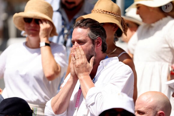 Le Prince Félix de Luxembourg en tribunes de l'épreuve de tennis opposant Novak Djokovic à Rafael Nadal lors des Jeux Olympiques de Paris 2024 (JO) à Roland Garros, à Paris, France, le 29 juillet 2024. © Jacovides-Perusseau/Bestimage