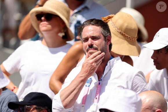 Le Prince Félix de Luxembourg en tribunes de l'épreuve de tennis opposant Novak Djokovic à Rafael Nadal lors des Jeux Olympiques de Paris 2024 (JO) à Roland Garros, à Paris, France, le 29 juillet 2024. © Jacovides-Perusseau/Bestimage