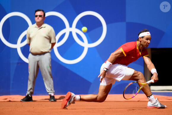 July 29, 2024, Paris, France: 240729 Rafael Nadal of Spain competes in a menâ€™s singles 2nd round tennis match during day 3 of the Paris 2024 Olympic Games on July 29, 2024 in Paris, France. © Jon Olav Nesvold/Bildbyran via ZUMA Press/Bestimage