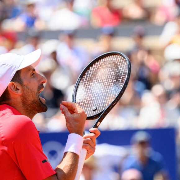 Novak Djokovic domine (6-1, 6-4) Rafael Nadal dans l'épreuve de tennis lors des Jeux Olympiques de Paris 2024 (JO) à Roland Garros, à Paris, France, le 29 juillet 2024 © Jon Olav Nesvold/Bildbyran via ZUMA Press/Bestimage