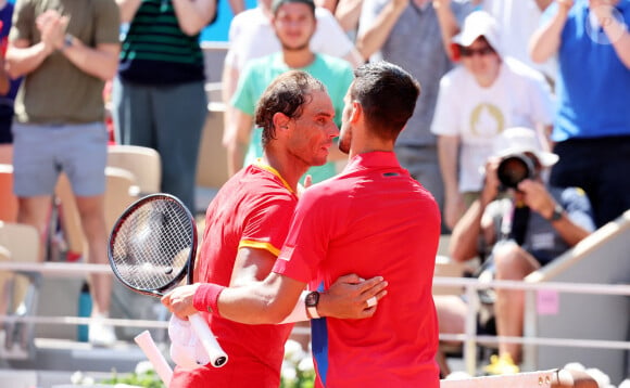 Novak Djokovic domine (6-1, 6-4) Rafael Nadal dans l'épreuve de tennis lors des Jeux Olympiques de Paris 2024 (JO) à Roland Garros, à Paris, France, le 29 juillet 2024. © Jacovides-Perusseau/Bestimage