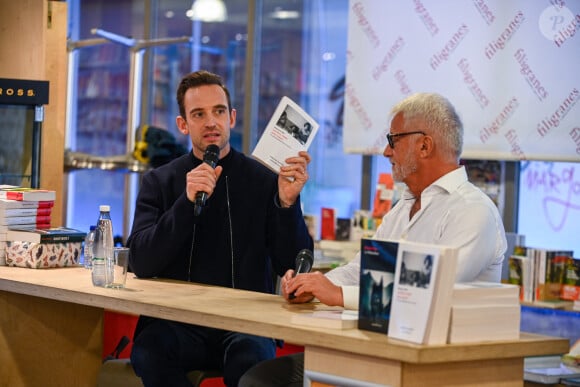 Joël Dicker présente son nouveau livre "Un animal sauvage" à la librairie Filigranes à Bruxelles, le 11 mars 2024. © F.Andrieu / Agencepeps