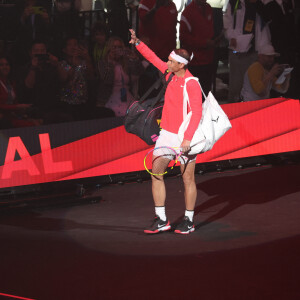 Rafale Nadal - Rafael Junior assiste à la défaite de son père R.Nadal face à C.Alcaraz (6-3, 4-6, 14-12) lors du match d'exhibition Netflix Slam à Las Vegas, le 3 mars 2024. © Panoramic / Bestimage