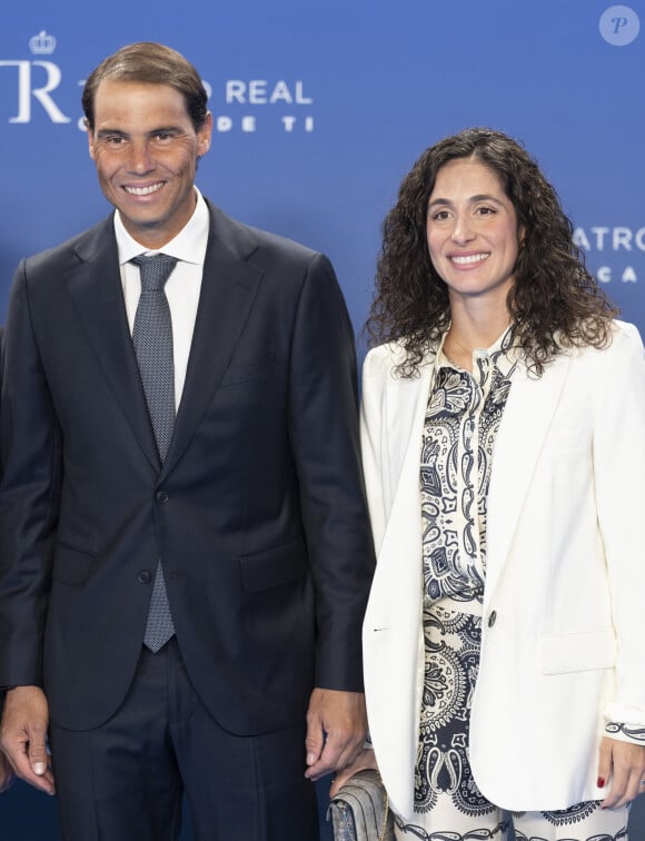 Rafael Nadal et sa femme Xisca Perello - Photocall du gala commémoratif du centenaire de Telefónica à Madrid, le 19 avril 2024.