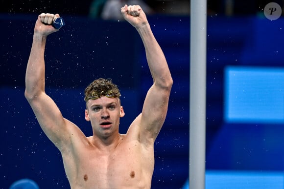 Léon Marchand lors des Jeux olympiques de Paris 2024.