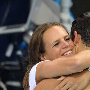 Laure Manaudou avec son petit frère Florent Manaudou après sa médaille d'or aux Jeux Olympiques de Londres le 3 août 2012. Photo by Photoshot/ABACAPRESS.COM