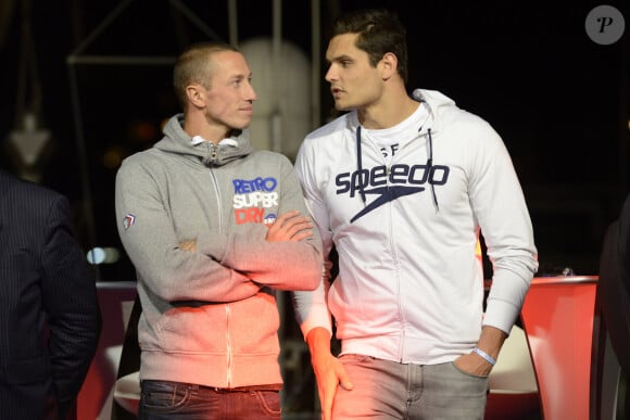 Frédérick Bousquet, Florent Manaudou - Opération "Je rêve des Jeux", mobilisation nationale en soutien à la candidature de Paris pour l'organisation des Jeux Olympiques et Paralympiques de 2024. Marseille, le 25 septembre 2015 