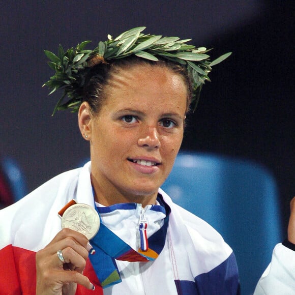 Laure Manaudou médaillée d'argent aux Jeux Olympiques d'Athènes en 2004. Photo by Hahn-Nebinger-Zabulon/ABACA.