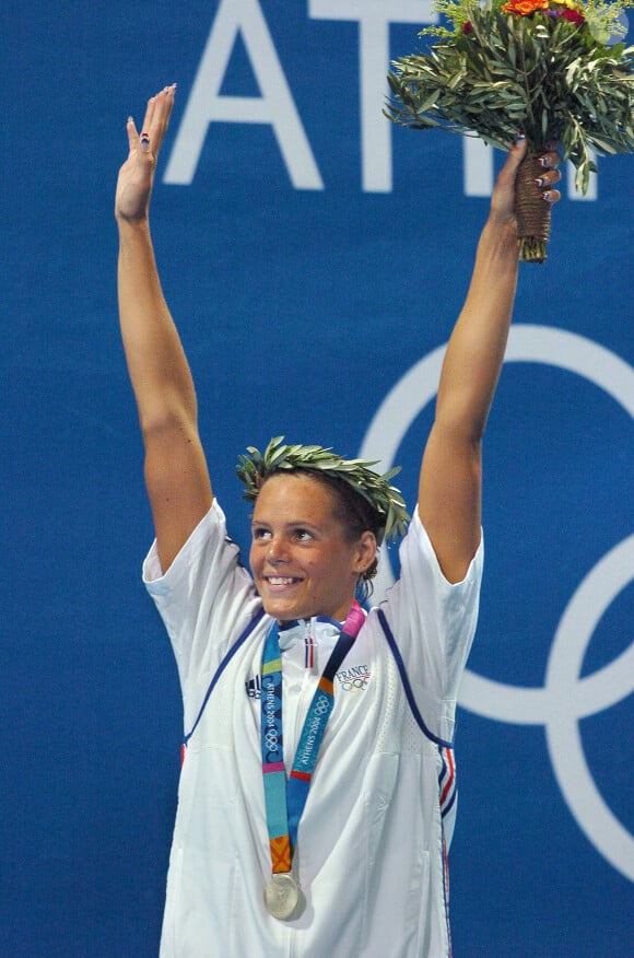 Laure Manaudou médaillée d'argent aux Jeux Olympiques d'Athènes en 2004. Photo by Hahn-Nebinger-Zabulon/ABACA.