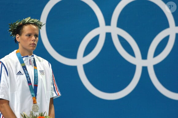 Laure Manaudou médaillée d'argent aux Jeux Olympiques d'Athènes en 2004. Photo by Hahn-Nebinger-Zabulon/ABACA