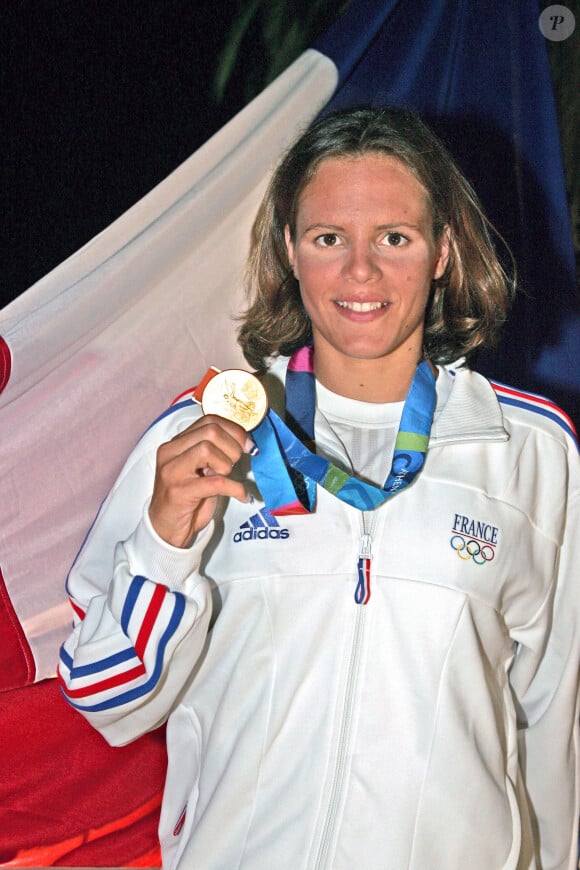 Laure Manaudou médaillée d'or aux Jeux Olympiques d'Athènes en 2004. Photo by Hahn/Nebinger/ABACA.