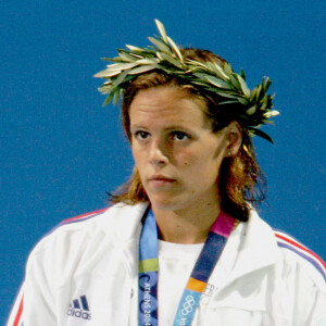 Laure Manaudou médaillée de bronze aux Jeux Olympiques d'Athènes en 2004. Photo by Hahn/Nebinger/ABACA.