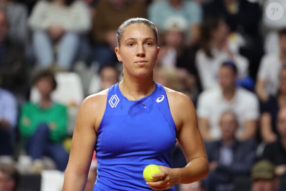 Diane PARRY (Equipe de France féminine de tennis) lors du match de Billie Jean King Cup France vs Grande-Bretagne au Chaudron du Portel, le 13 avril 2024 © Laurent Sanson / Panoramic / Bestimage 