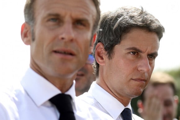 Le président français Emmanuel Macron et le ministre de l'éducation, Gabriel Attal se rendent dans les Pyrénées-Atlantiques, à Orthez, aux côtés des élèves et personnels du collège Daniel Argote, à l'occasion de la rentrée scolaire, France